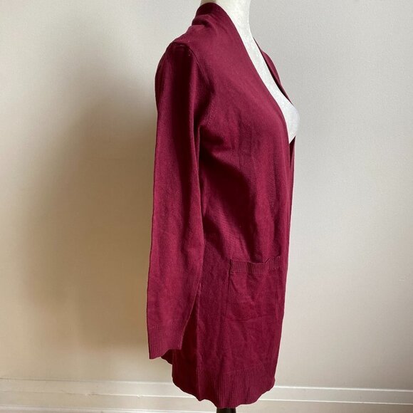 SWEET Romeo BNWOT Burgundy Cardan Open Front Sweater Xsmall New Pockets - Picture 3 of 6